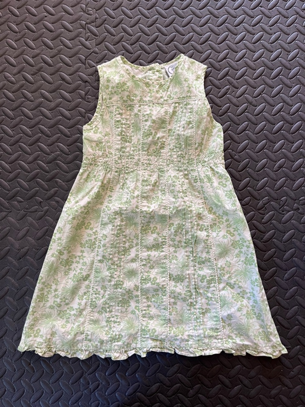 Vintage Laura Ashley Green Floral Pintuck 100% Cotton Girls 3T Dress